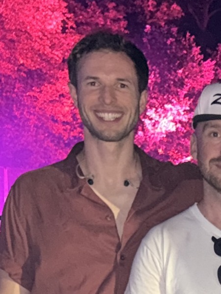 The band's guitarist, photographed after a show