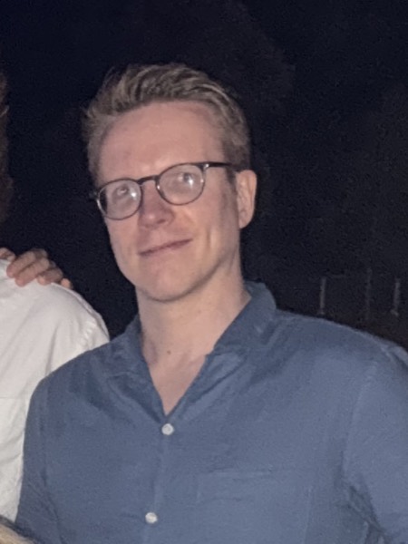 The band's keys player, photographed after a show
